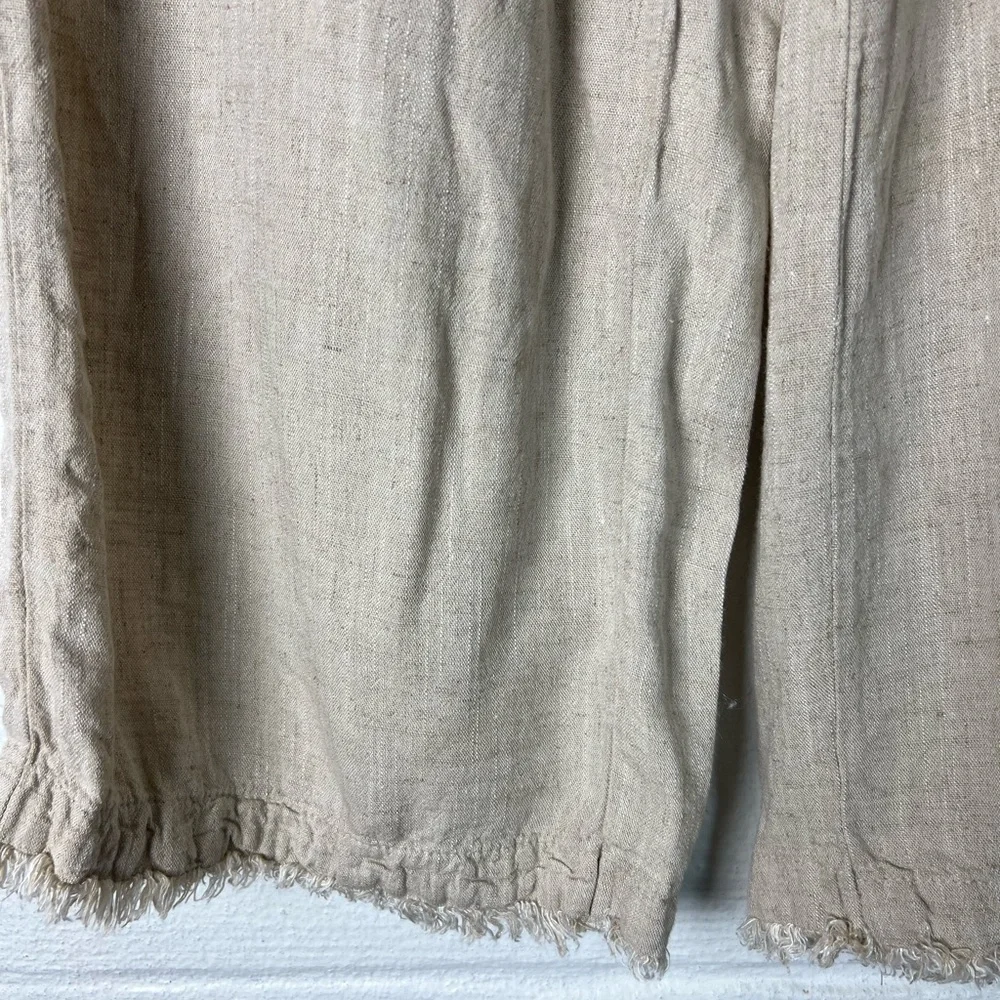 Thread & Supply linen blend‎ cropped pants frayed hem Pull on size Medium euro